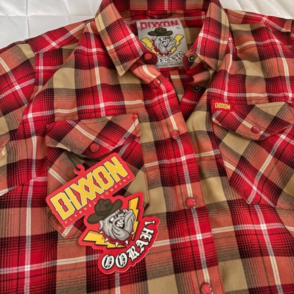 DIXXON Tops - DIXXON Red & Tan Plaid Button-Up Shirt